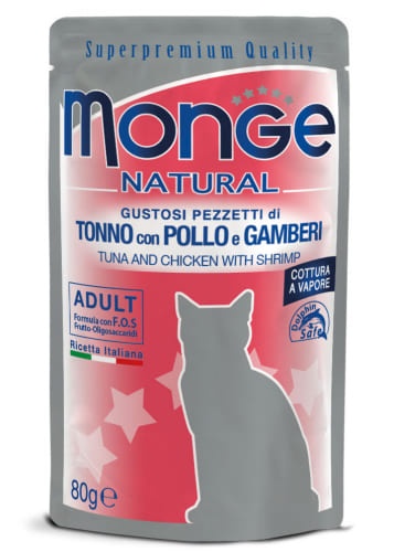 Monge Natural Cat Ad. Tuna&Chic&Shr 80g